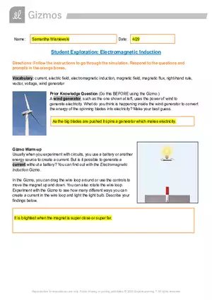 Student Exploration: Electromagnetic Induction